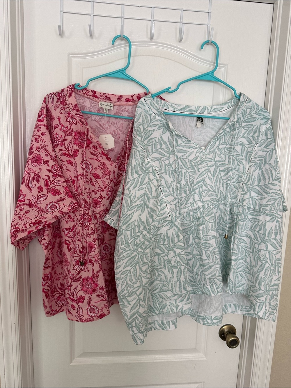 Wonderly Bundle of 2 Plus Size 2X Gauze Boho Floral Tops
